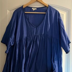 Sundance blue v-neck babydoll top large